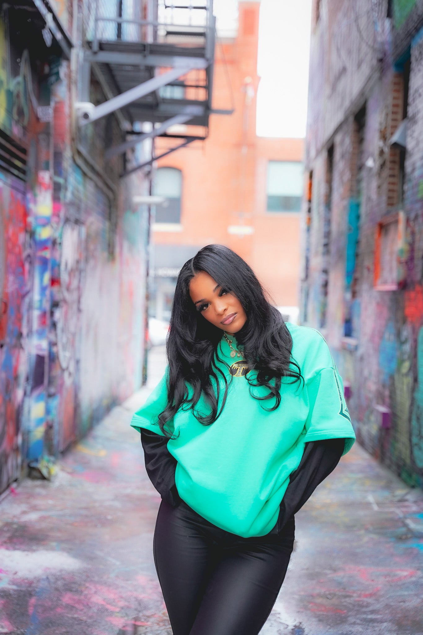 Green Pain Trin Long-Sleeved T-Shirt